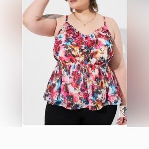 torrid Multicolor Watercolor Floral Peplum Cami